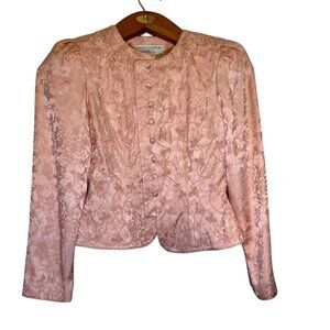 Vintage Pink Silk Blazer Coquette Old Money Luxury Church Dainty Feminine Size 4